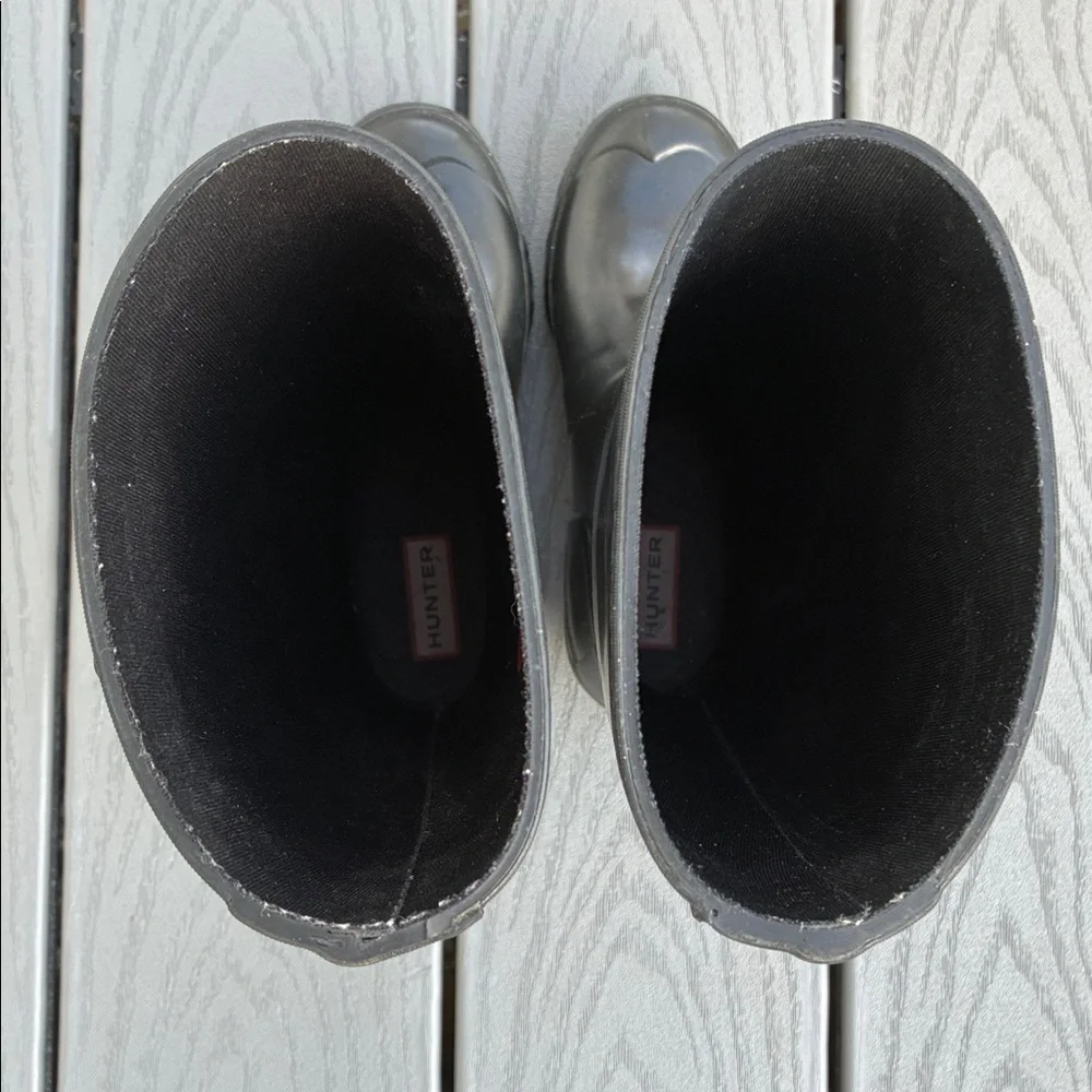 Hunter Unisex Rubber Rain Boots Waterproof Black Glossy US Size 2 Boy/3 Girl